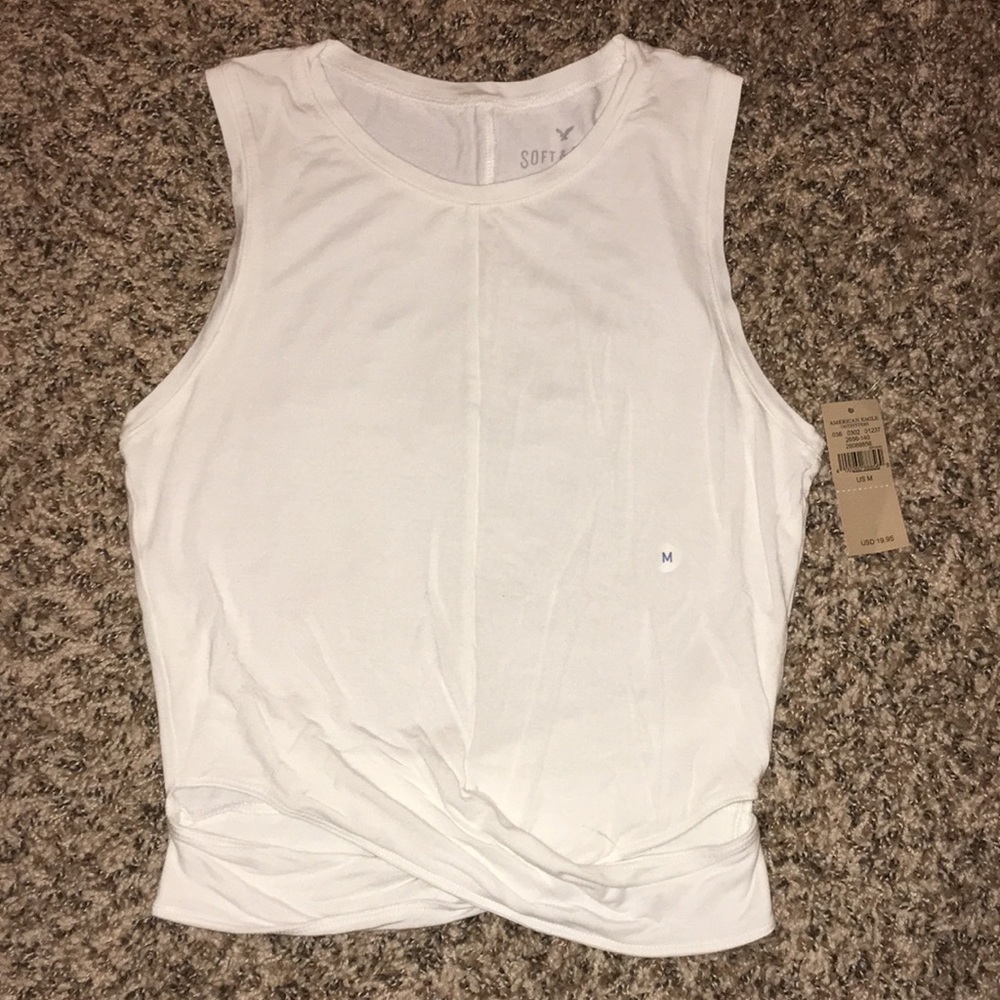 White cross front muscle tank